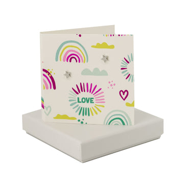 Rainbow and Clouds Card - Star Studs Coral and Mint